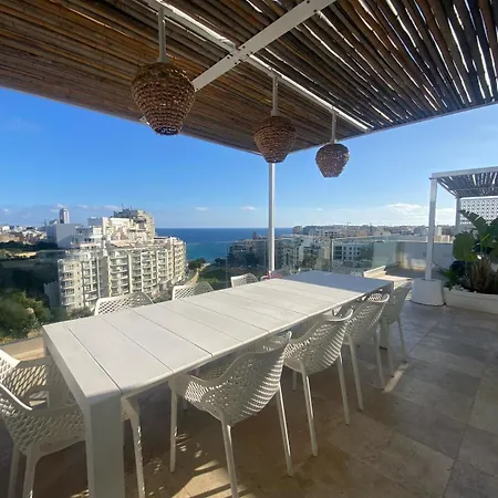 St Julians Luxurious Penthouse With Pool Enjoying Distant Seaviews