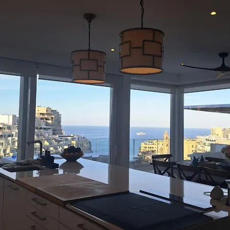 St Julians Luxurious Penthouse With Pool Enjoying Distant Seaviews